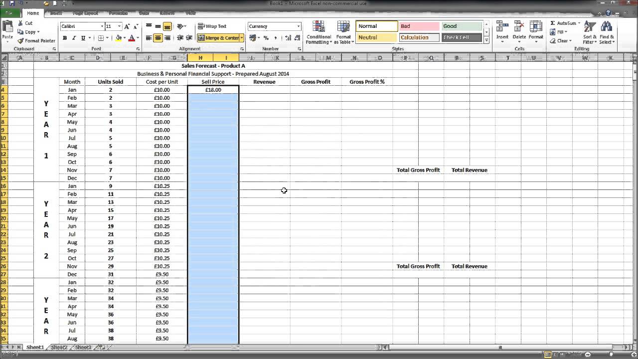 How to do business plan projections