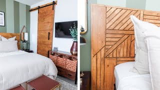 Master Bedroom Makeover for My Brother (part 1) + diy geometric headboard and barn door