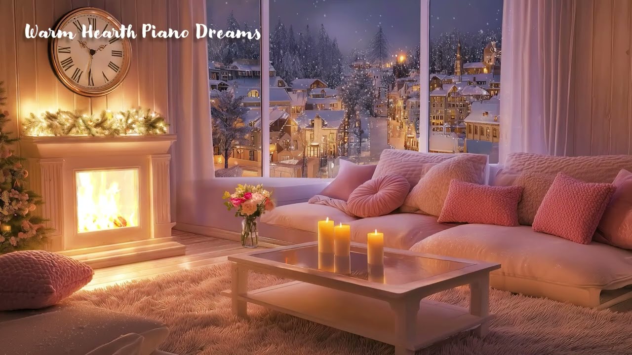 🎹❄️ Cozy Winter Fireplace Piano Music with Snowfall for Deep Sleep, Focus and Relaxation