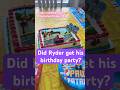 Did Ryder get his 4th birthday party? #toddlermom #pawpatrol #kidsbirthdayparty #pineappleonpizza