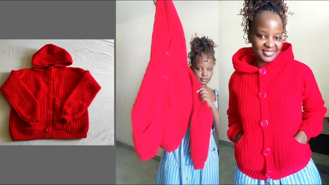 Crochet Hooded Cardigan with Pockets - YouTube