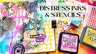 Mixed Media Art Journaling with Distress Inks & Stencils