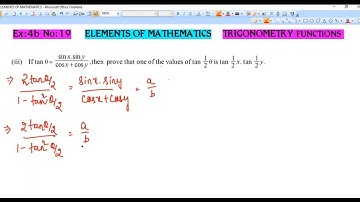 🔴Elements of mathematics |Exercise 4b number 19(iii and iv) ||Trigonometry functions  Mishra