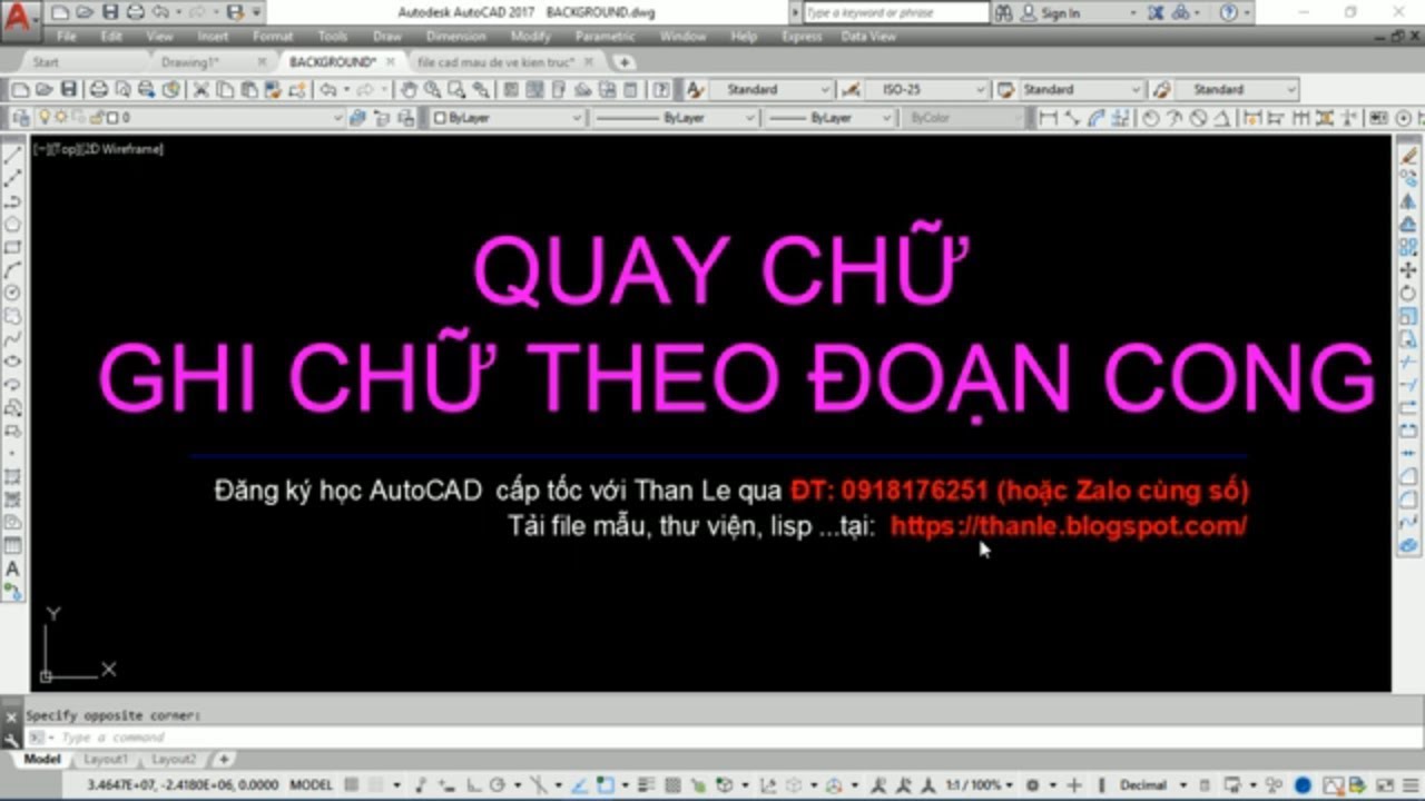 QUAY CHỮ - VIẾT CHỮ THEO CUNG TRÒN TRONG AUTOCAD - YouTube | Viết ...