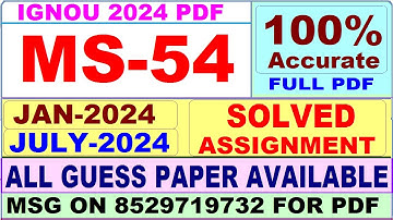 MS 54 solved assignment 2024 / ms 54 solved assignment 2024-25 / ms 54 solved assignment 2023-24