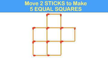 Move 2 STICKS to Make 5 EQUAL SQUARES || Matchstick Puzzle
