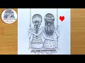 How to draw Best friends sitting together on a swing || Pencil Sketch Tutorial