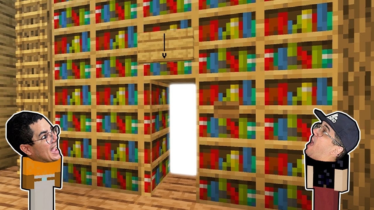 ENTRAMOS NA PASSAGEM SECRETA NA ESTANTE DE LIVROS DO MINECRAFT!