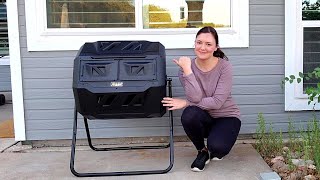 Compost Tumbler Bin From Amazon! | Assembly, Review &amp; First Time Compost Set-Up