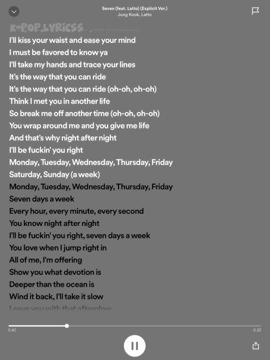 Seven lyrics by Jungkook sped up (feat. Latto) (Explicit ver.)