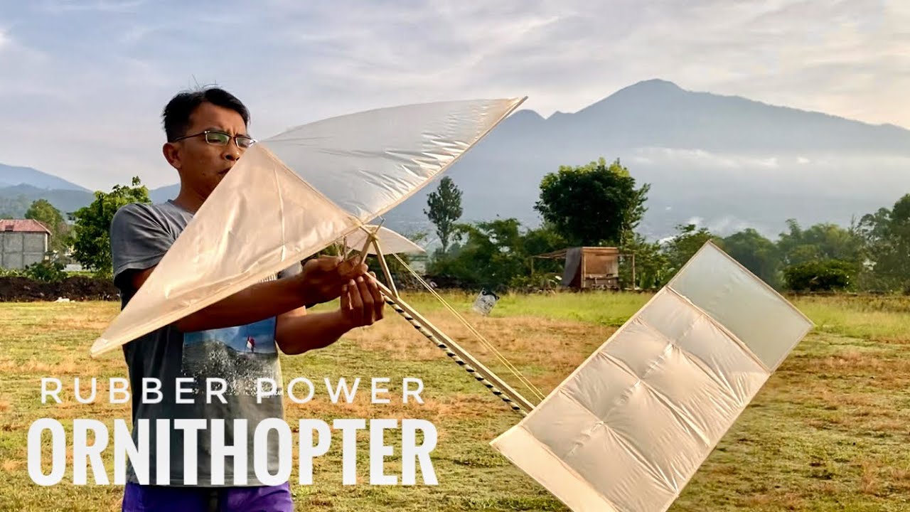 LARGEST RUBBER BAND POWERED FLYING BIRD ORNITHOPTER MECHANISM Build And