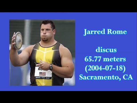 Jarred Rome (R.I.P.) discus 65.77 meters (2004-07-18) Sacramento, CA