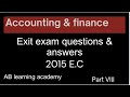 Accounting and finance exit exam questions and answers