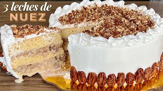 PASTEL 3 LECHES DE NUEZ + CREMA PASTELERA DE NUEZ | POSTRES CON IXCHEL