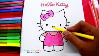 How to draw and paint Hello Kitty | Como dibujar y pintar a Hello Kitty