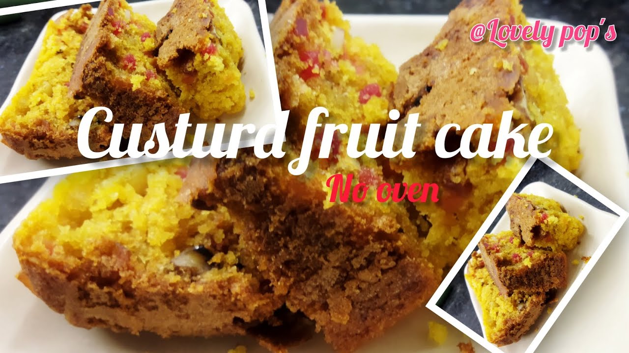 Custard Fruit Cake Recipe।Without Oven eggless cake# Dessert at Home 🍮😋
