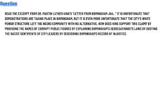 Read the excerpt from Dr. Martin Luther King’s "Letter from Birmingham Jail.
