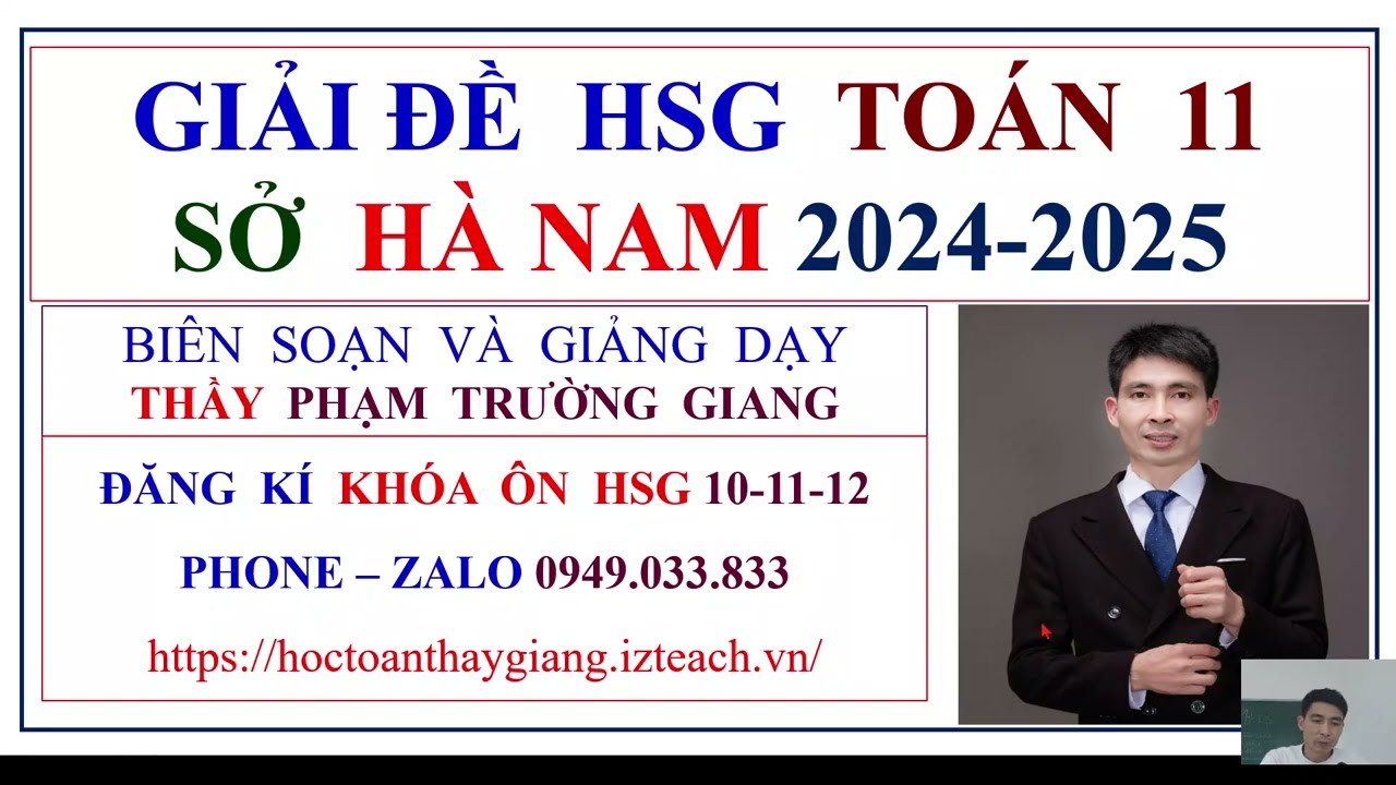 Giải đề HSG toán 11 sở Hà Nam 2024 - 2025