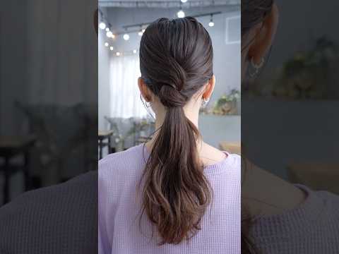 簡単おしゃれポニー✨#簡単アレンジ #セルフアレンジ #hairstyle #hair #ミディアムヘア #髪型 #まとめ髪 #大人カジュアル #大人かわいい