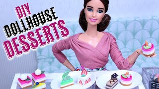 DIY DOLLHOUSE DESSERTS - EASY TO MAKE - Barbie Doll Cakes - Barbie Doll Food - 1:6 Scale