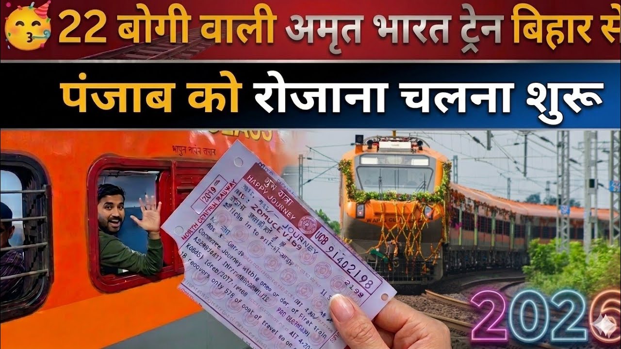 ​🥳 22 बोगी वाली अमृत भारत ट्रेन बिहार से पंजाब को रोजाना चलना शुरू 🌟 | bihar to punjab Amrit Bharat 