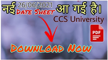 Ccsu New Exam Date Sheet || 26/06/2021 ||