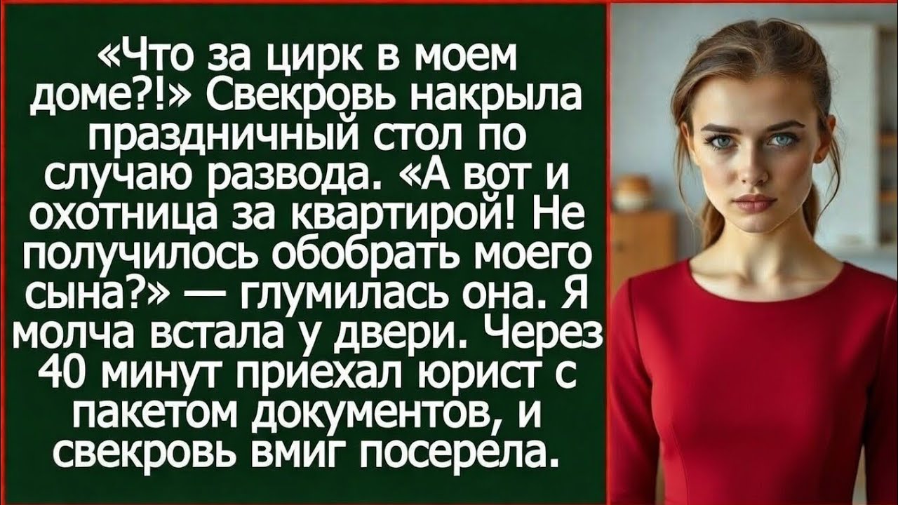 Свекровь накрыла стол в честь развода: «Ну что, не получилось обобрать сына?» Но тут приехал юрист.