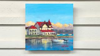 Harbor Painting Techniques | Negative Space, Bold Colors, Black Canvas | Paint Across America