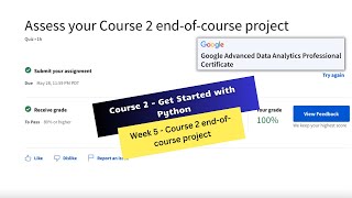 get started with python coursera week 5 quiz answers  || Google Advanced Data Analytics