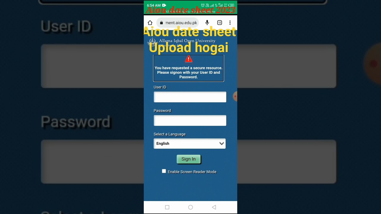 New update Aiou Date Sheet/