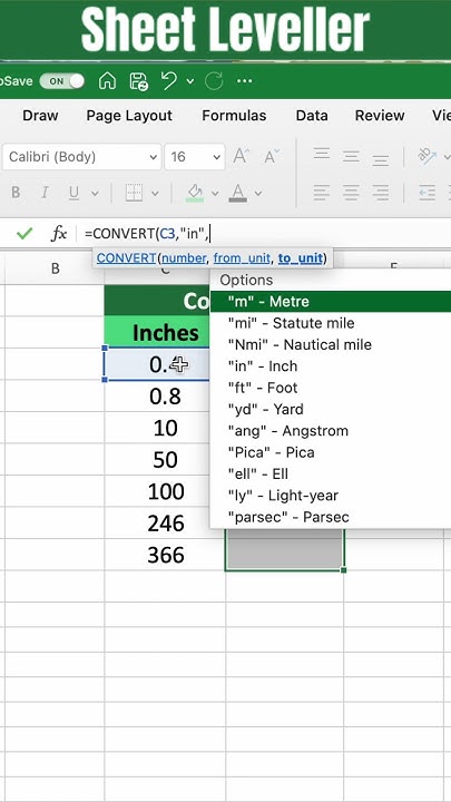 how-to-convert-inches-to-cm-in-excel-youtube
