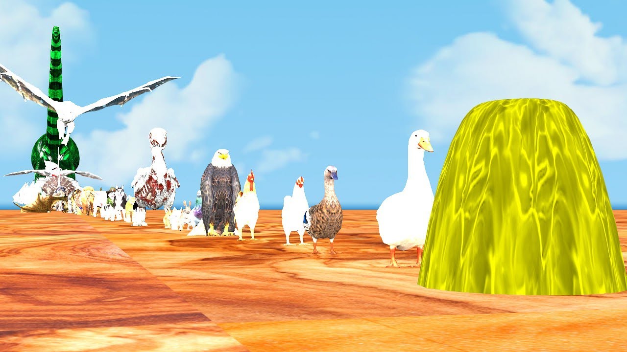 Paint Animals Gorilla Cow Lion Elephant Dinosaurs Fountain Crossing Animal Cartoon