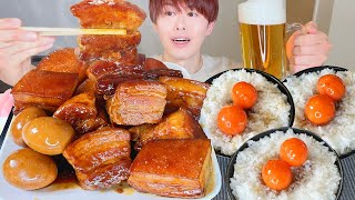 Asmr 豚の角煮 卵黄の醤油漬け Braised Pork Belly Eating Sounds 咀嚼音 Mukbang 먹방