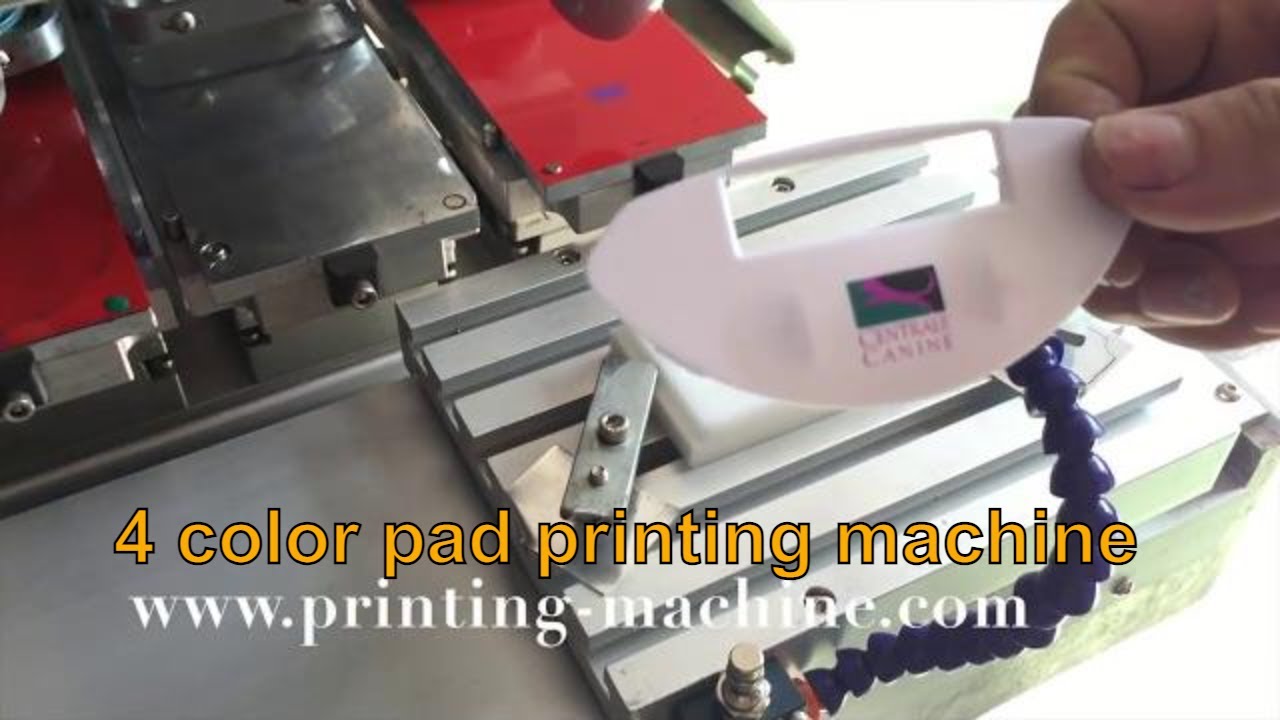4 color pad printer machine with sliding shuttle and open ink well