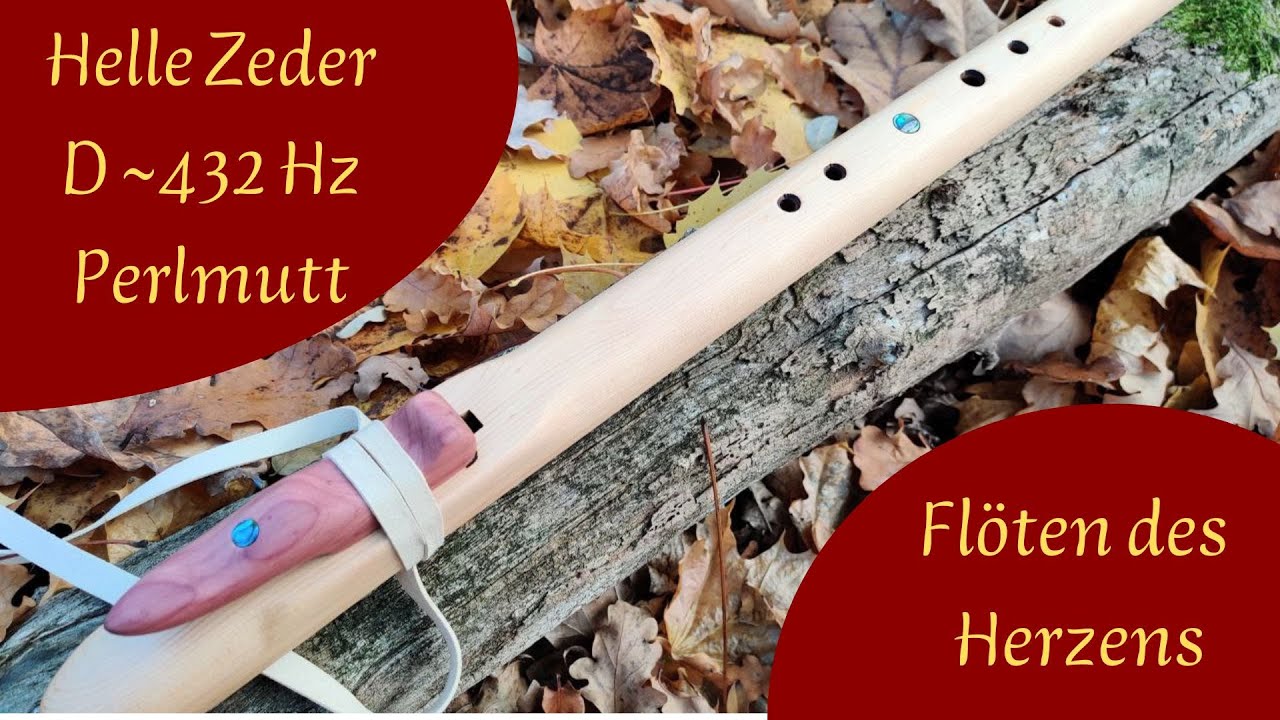 Indianerflöte helle Zeder in D~432 Hz mit Perlmutt