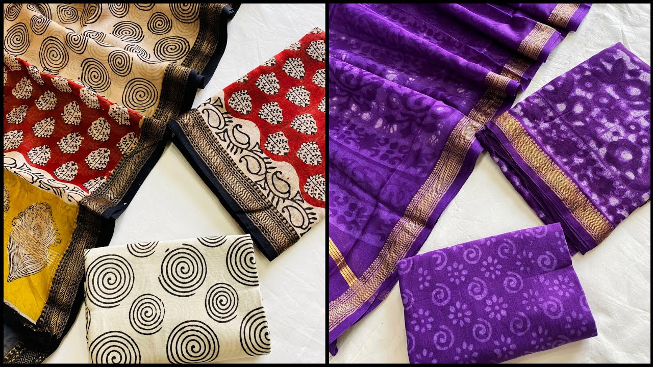 Maheshwari Silk Dress Materials | Maheshwari Handloom Suits | Maheshwari Silk Unstitched Suit 