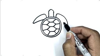 how to draw a turtle simple with number 0 drawing with number