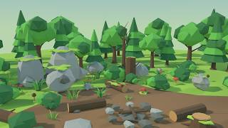 Low Poly Forest Clearing Scene - Complete Blender Environment | Fly-through