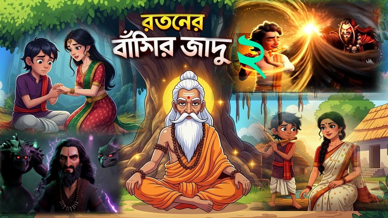 কাটুন ভিডিওরতনের বাঁশির জাদু-২  Bengali Cartoon Story 2D Animation Fantasy  Bangla Golpo