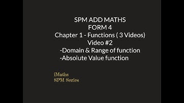 SPM ADD MATHS : Form 4 Chapter 1-Functions : Domain and range of function & Absolute value function