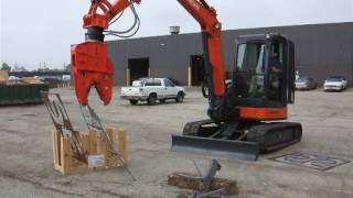 NPK K4JR Demolition Shear on Mini Excavator - Demo of C&D Recycling Application