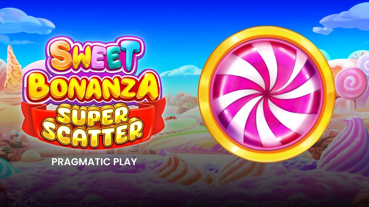 Close-up van het Sweet Bonanza spelbord met suikerspin symbolen en multipliers