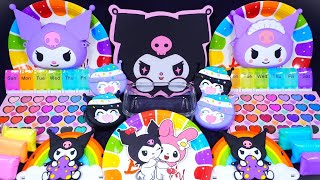 "Kuromi" Slime. Mixing Makeup into clear slime! 🌈ASMR🌈 #satisfying #슬라임 #slime #sanrio (419)