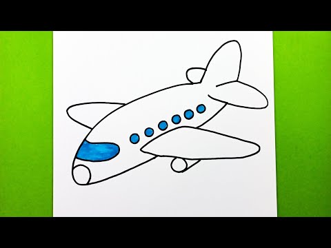 Uçak Nasıl Çizilir, Adım Adım Çok Kolay Bir Uçak Çizimi, How to Draw a Airplane Very Easy