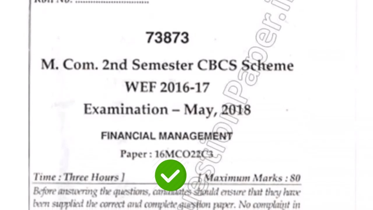 2018 Mdu MCom 2nd Sem Financial Management Question Paper - YouTube