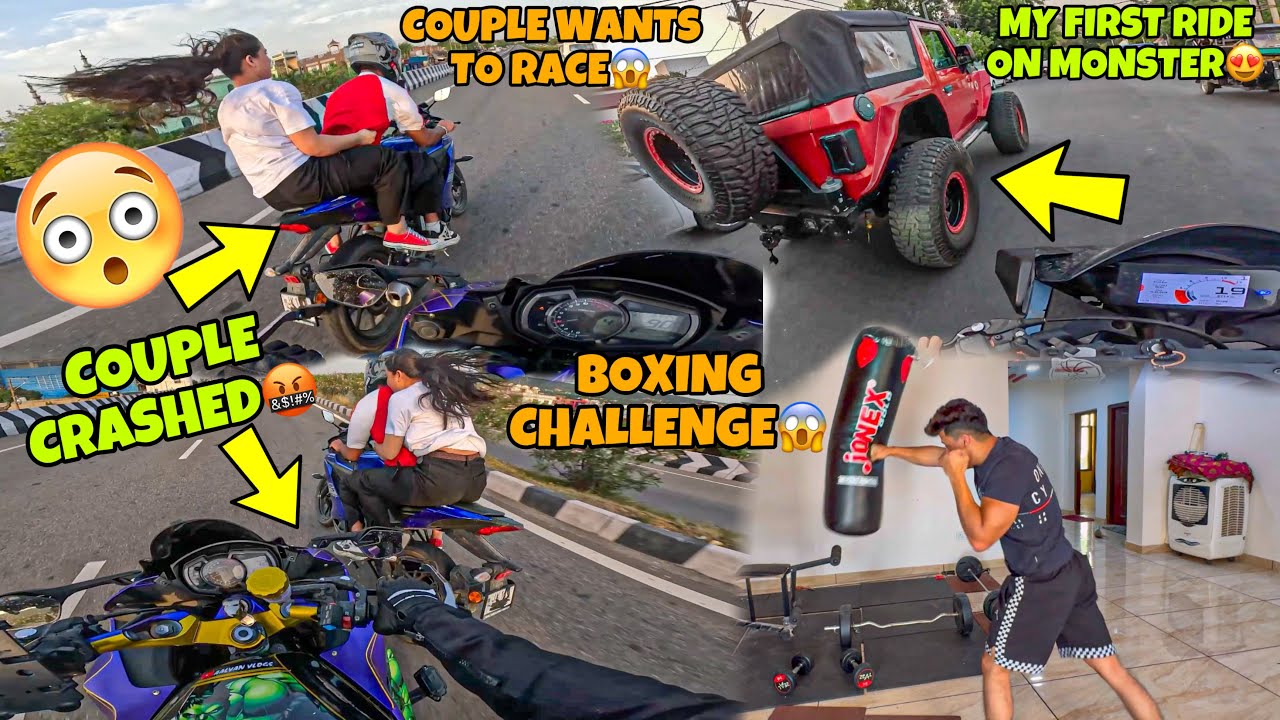 Mad Couple wants Race😨 My First Ride😍 Monster Truck BOXING Bag Broken Preparation for Ladakh Ride