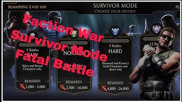 Faction War Survivor Mode Fatal Battle Gameplay l MK Mobile