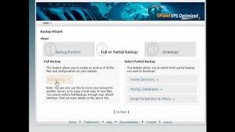 cPanel back up