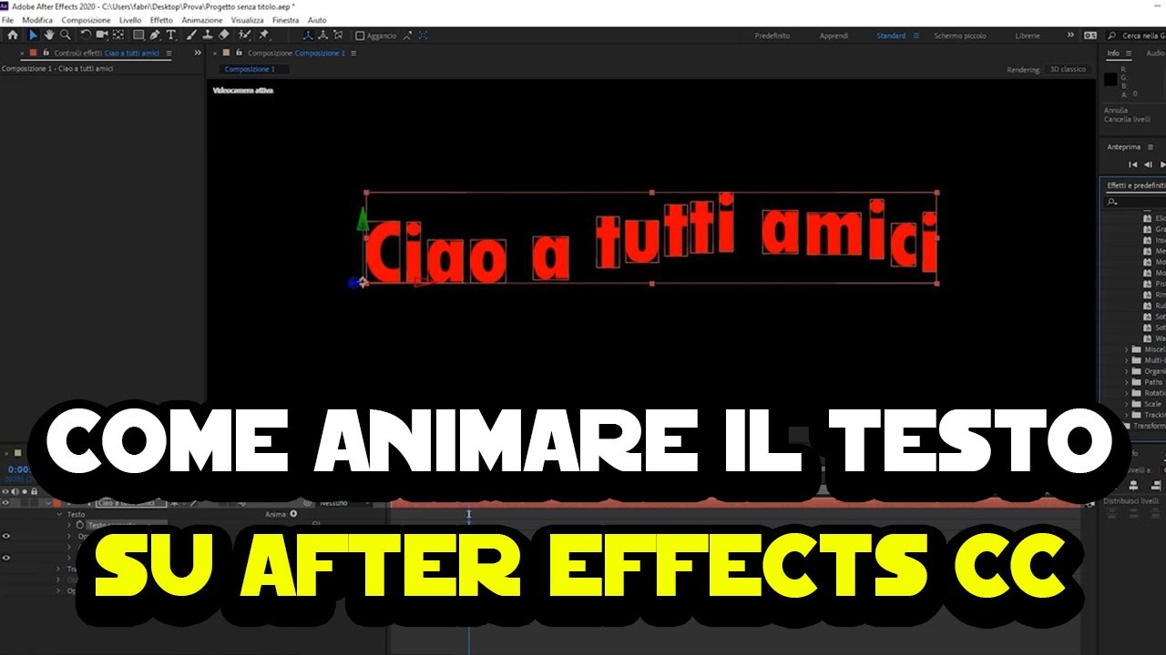 Come animare il testo su After Effects CC in modo semplice e automatico