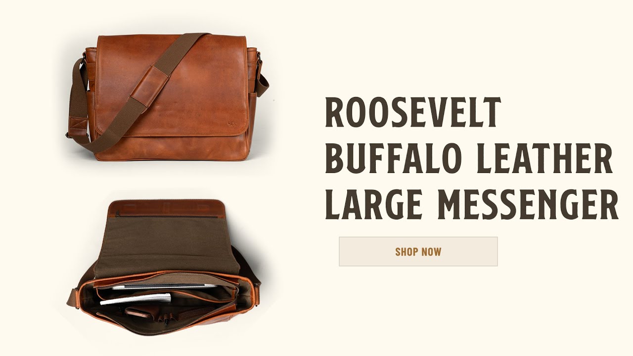 Buffalo Jackson Trading Co. Roosevelt Leather Laptop Messenger Bag | Dark Oak